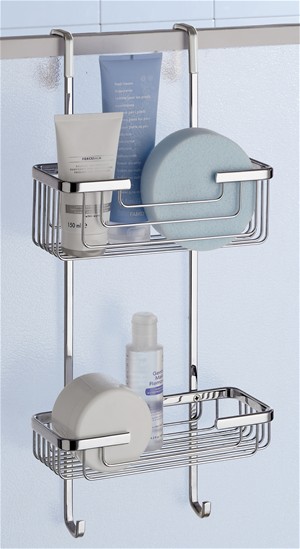 ORIGINS LIVING GEDY CHROME BATHROOM 2 TIER HANGING SHOWER RACK/CADDY, 5683-13